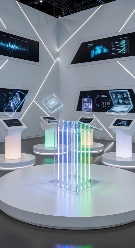 A display with several different colored lights on it photo