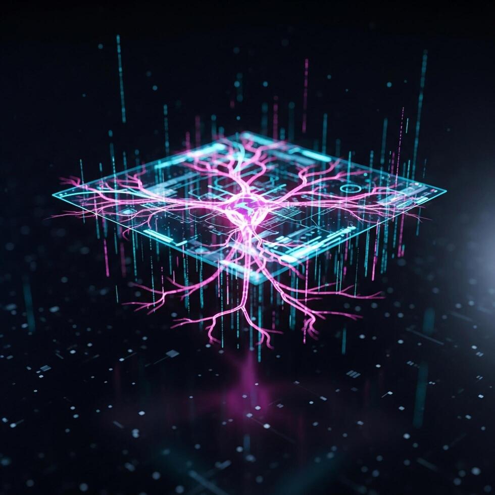 A computer generated image of a computer with a tree photo