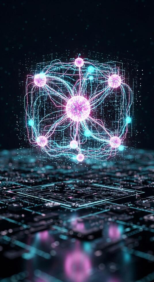 un computadora red con un red de nodos foto