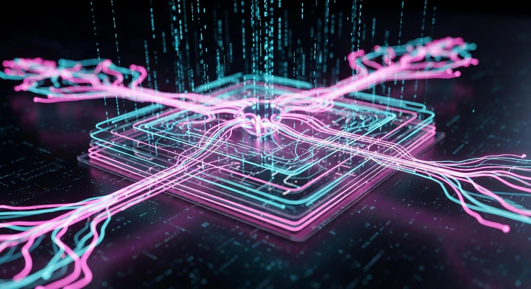 A computer screen with a computer and a computer chip photo