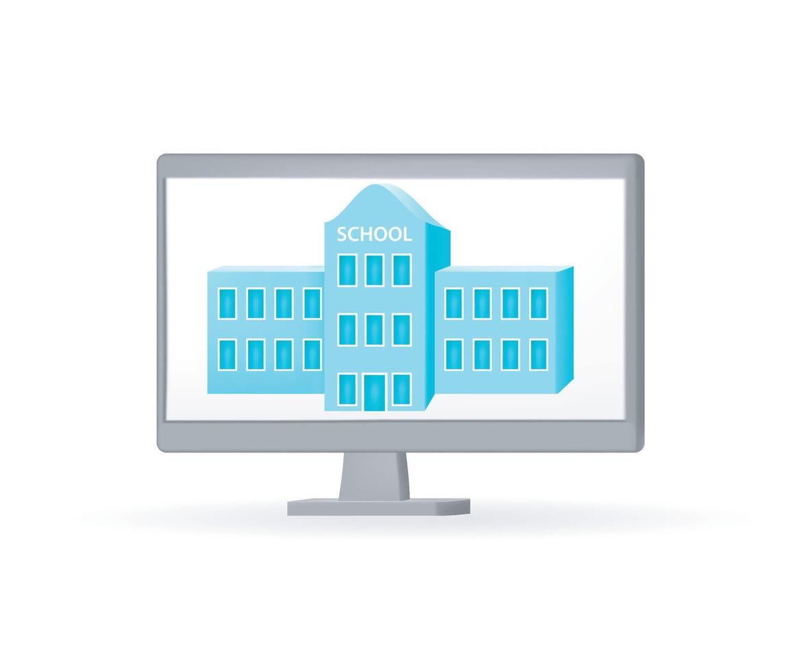 Building schooling concept on computer screen vector