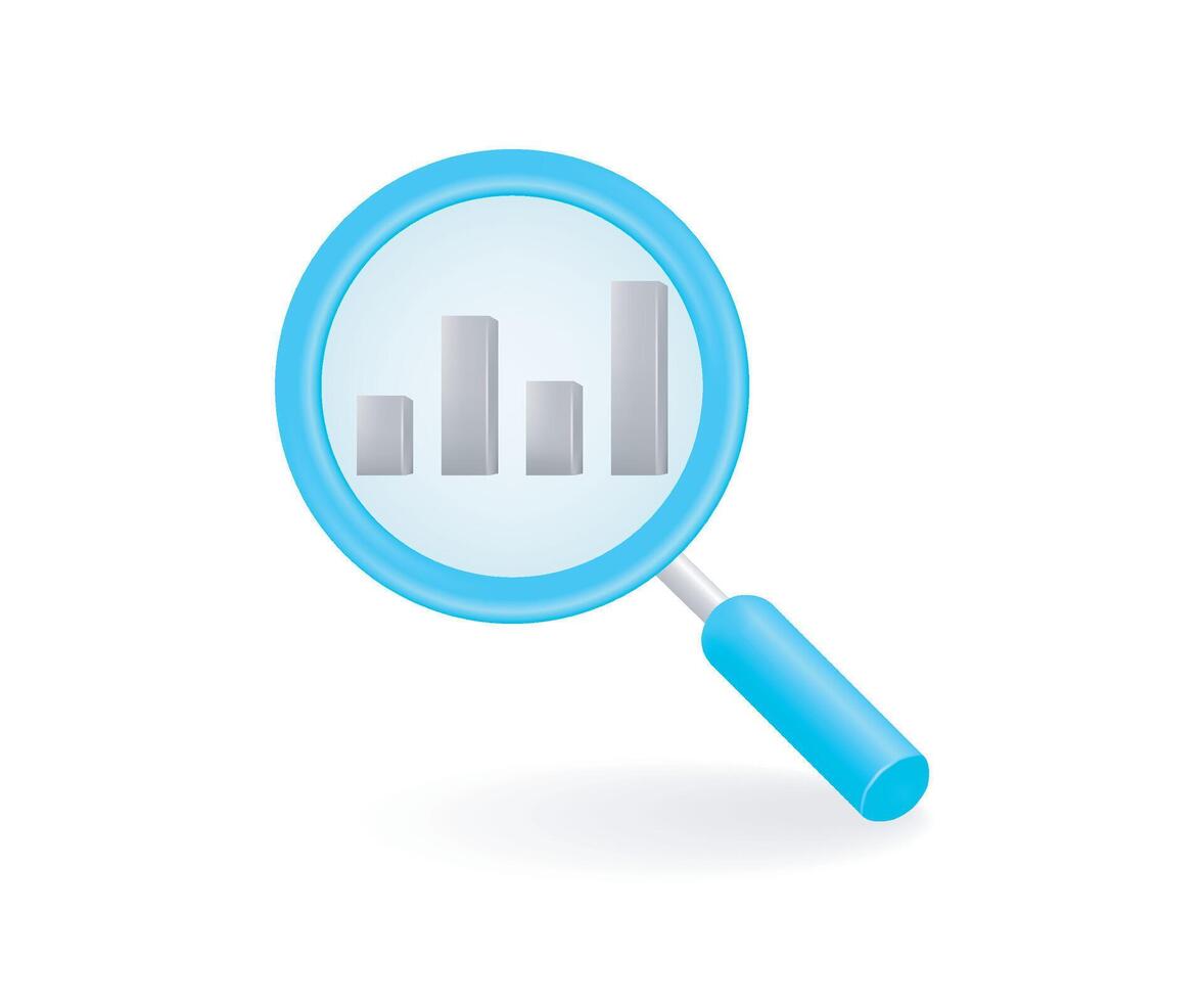 Searching statistics data concept with magnifying glass vector