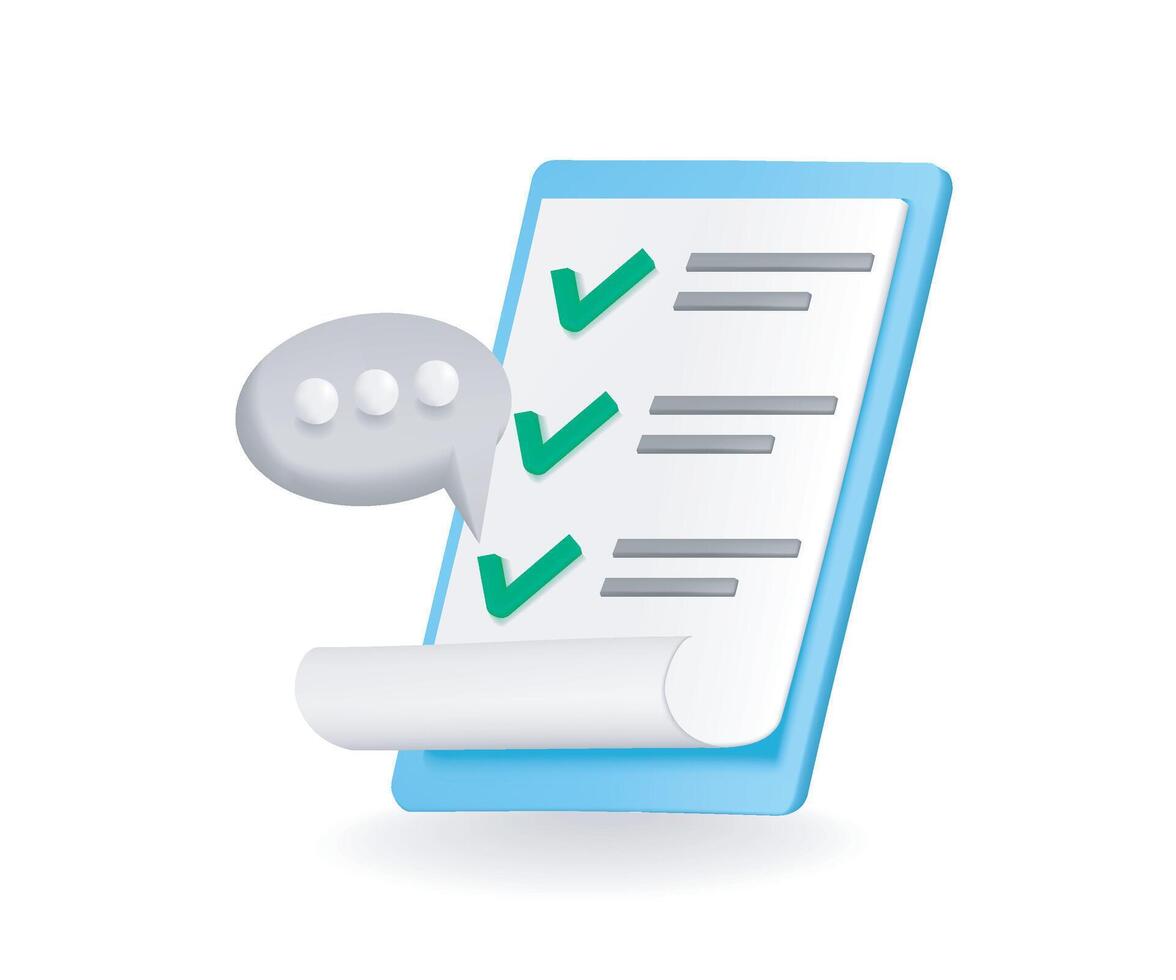Checklist with check marks and speech bubble vector