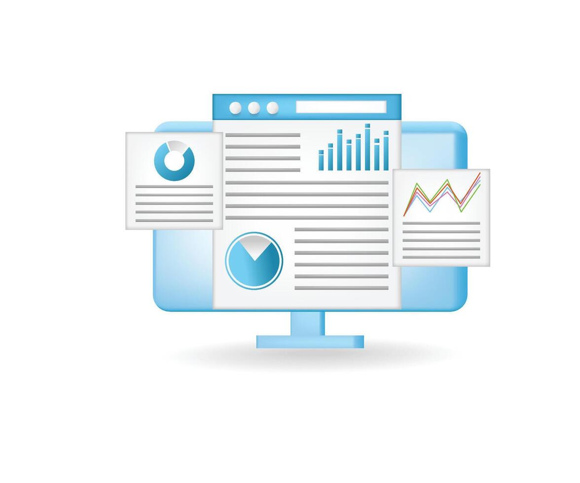 Computer screen displaying data analysis vector