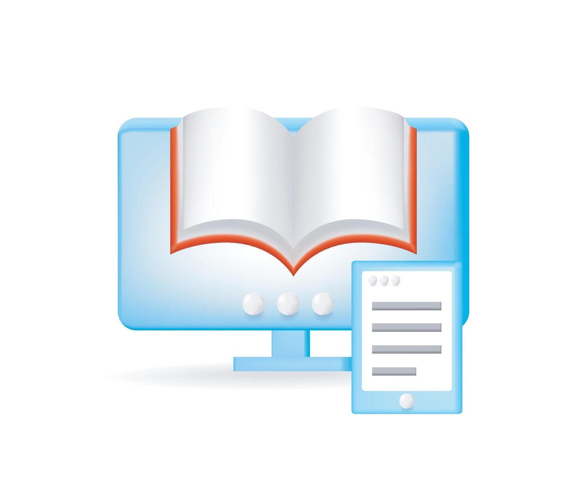 Open book on computer screen graphic vector
