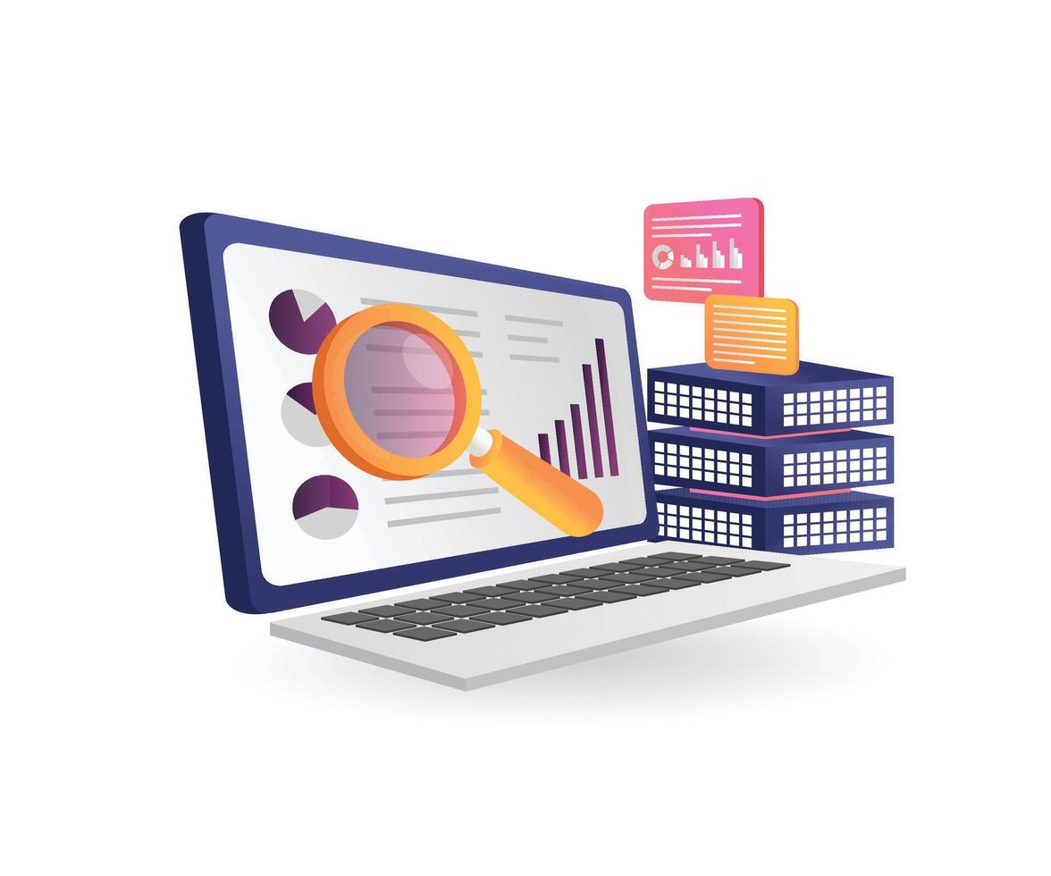 Laptop with data analytics graphics vector