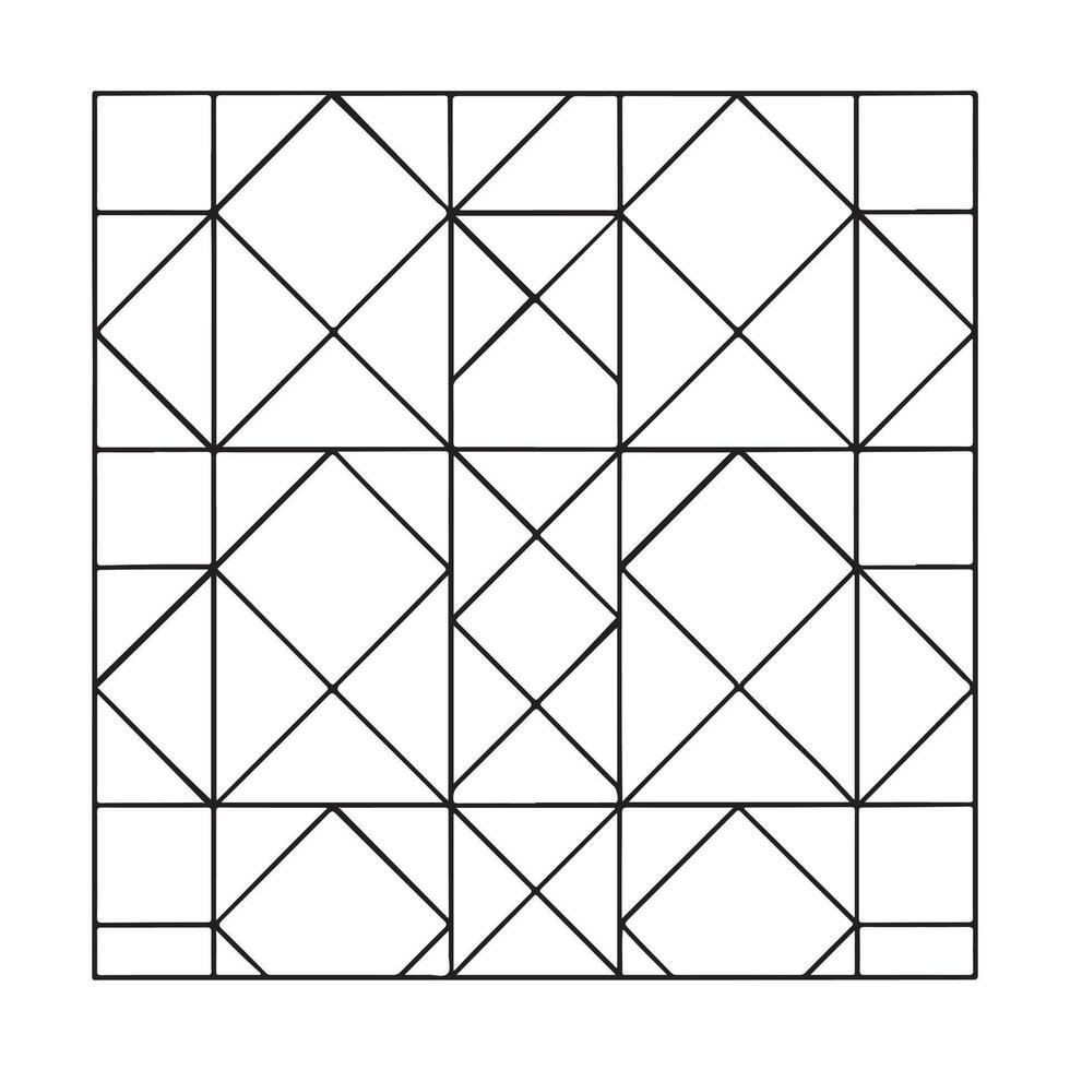 A black and white drawing of a square with squares in a geometric pattern vector
