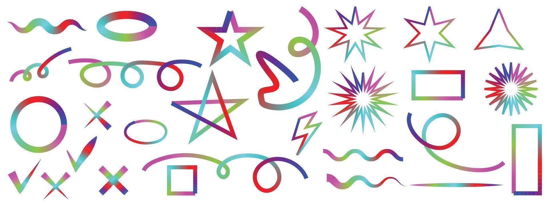 Colorful Abstract Shapes and Geometric Symbols Vibrant Icon Studio Background for Design Projects. vector