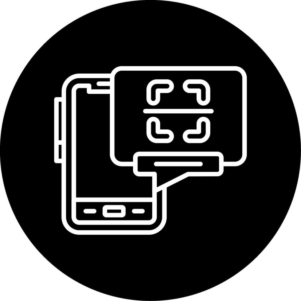 QR Code Mobile Scanner Line Circle Inverted vector