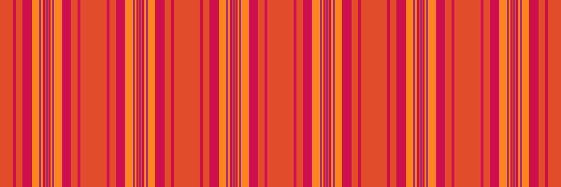Farment background pattern fabric, decorate lines stripe. Rverlay textile texture seamless vertical in red and vivid tangerine colors. vector