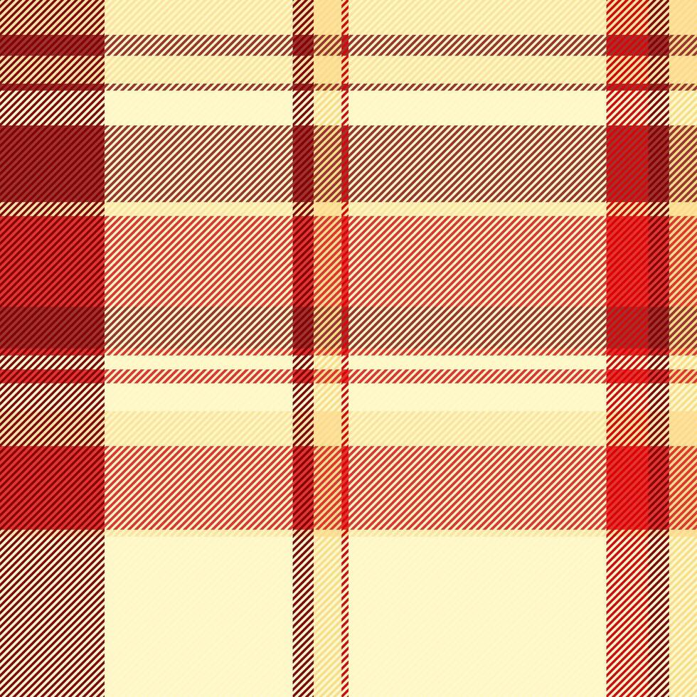 Cross background check textile, intricate texture seamless pattern. Other plaid tartan fabric in light and red colors. vector