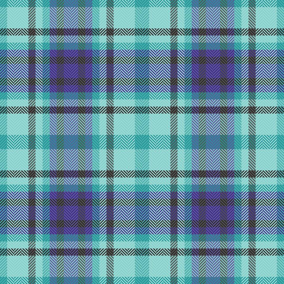 Detailed, seamless tartan pattern in calming turquoise and subtle purples. Ideal for backgrounds, textiles, or digital designs requiring a classic touch. Versatile texture. vector