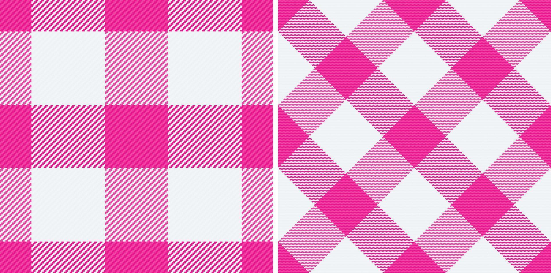 Pink checkered fabric texture. Seamless pattern, ideal for picnic blankets, crafts, and retro designs. Versatile background for textiles. vector