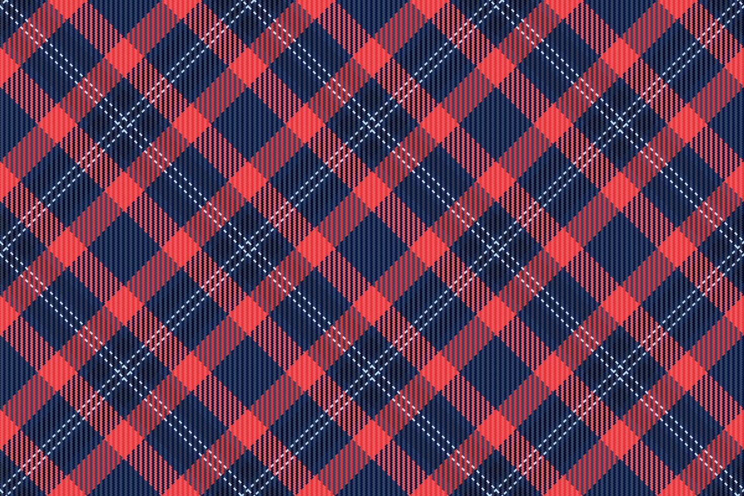 Classic plaid pattern in red and navy. Versatile for backgrounds, apparel design, or textile mockups. Timeless aesthetic with a modern touch. vector