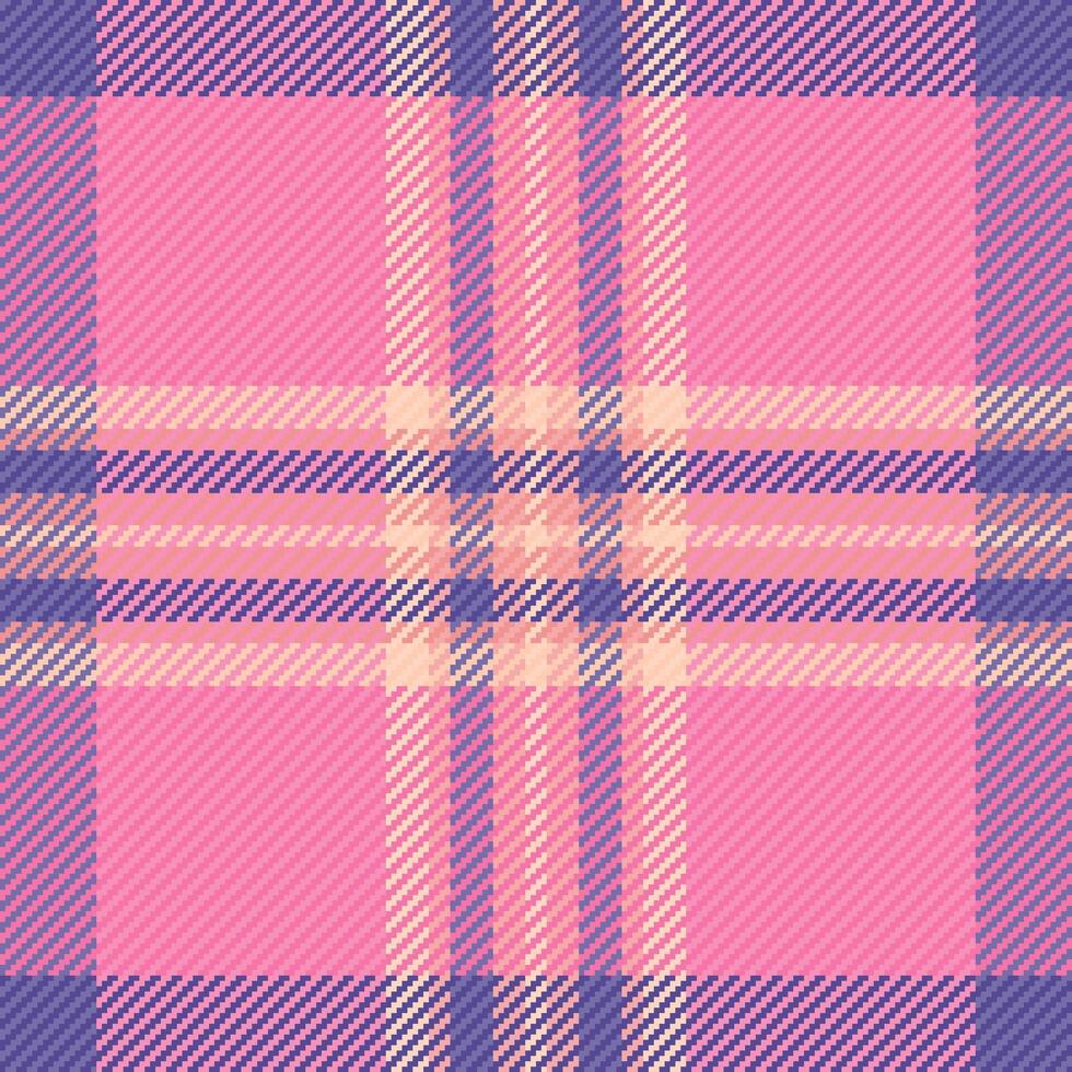 Awesome tartan pattern seamless, rest check textile background. Father texture plaid fabric in pink and indigo colors. vector