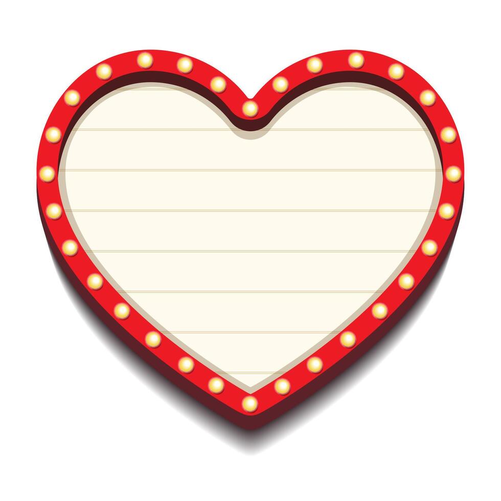 Retro lightbox template heart shape vector