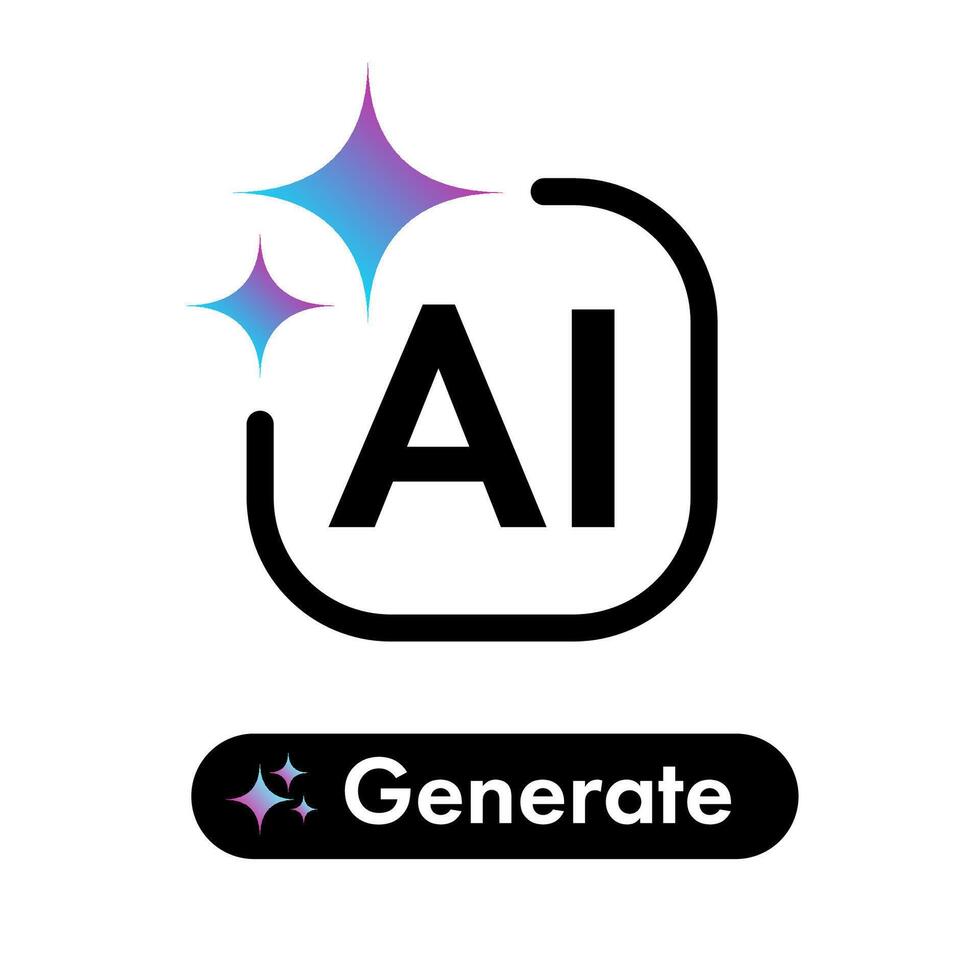 Generate AI icon and button set trendy style vector