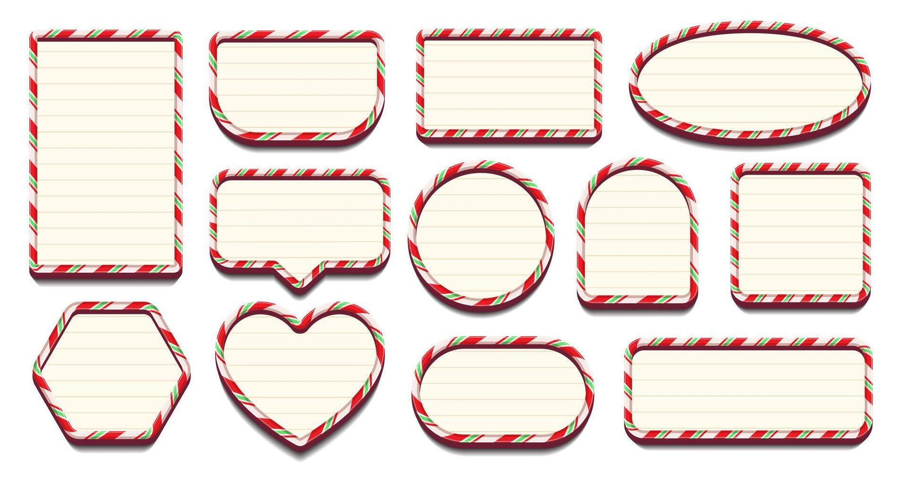 Candy cane frame template set design element vector
