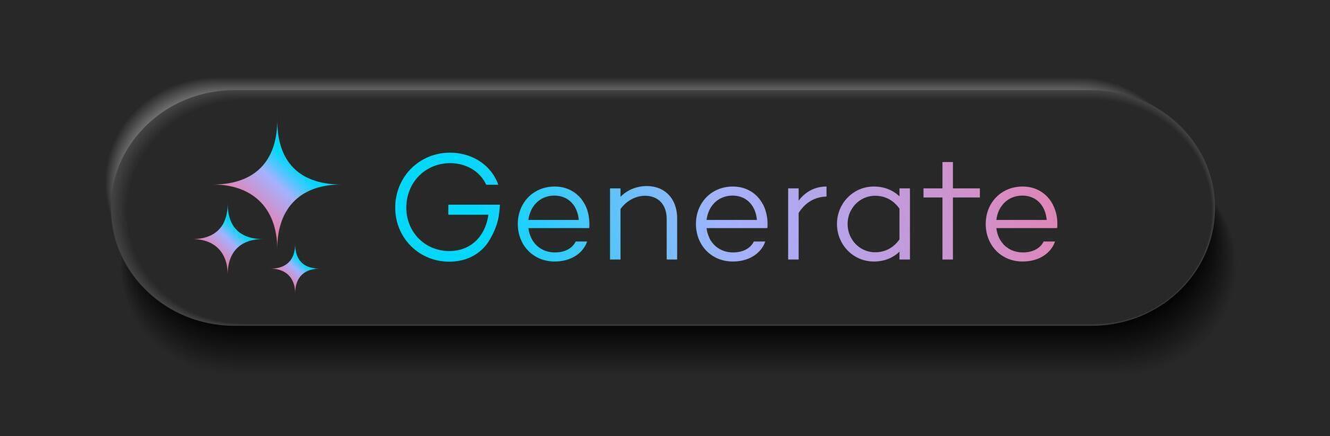 Generate AI button user interface black color. Artificial intelligence button trendy neumorphic style for ui ux element, app, website vector