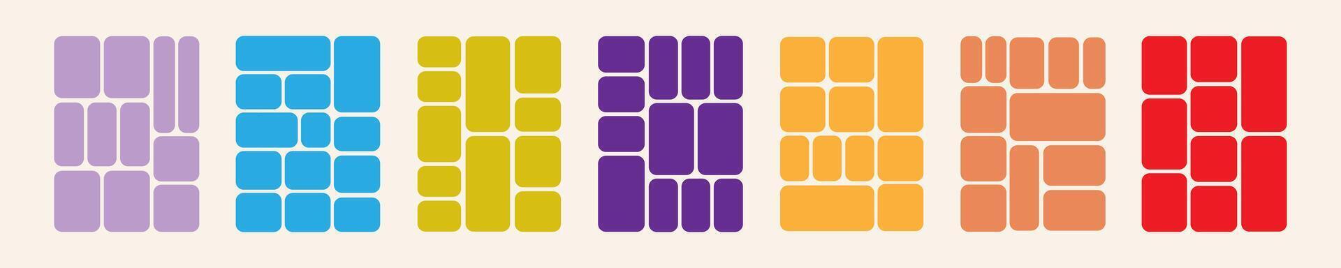 Bento grid abstract pattern collection colorful minimal geometric modern frame style. Metaball y2k template for ui, website vector