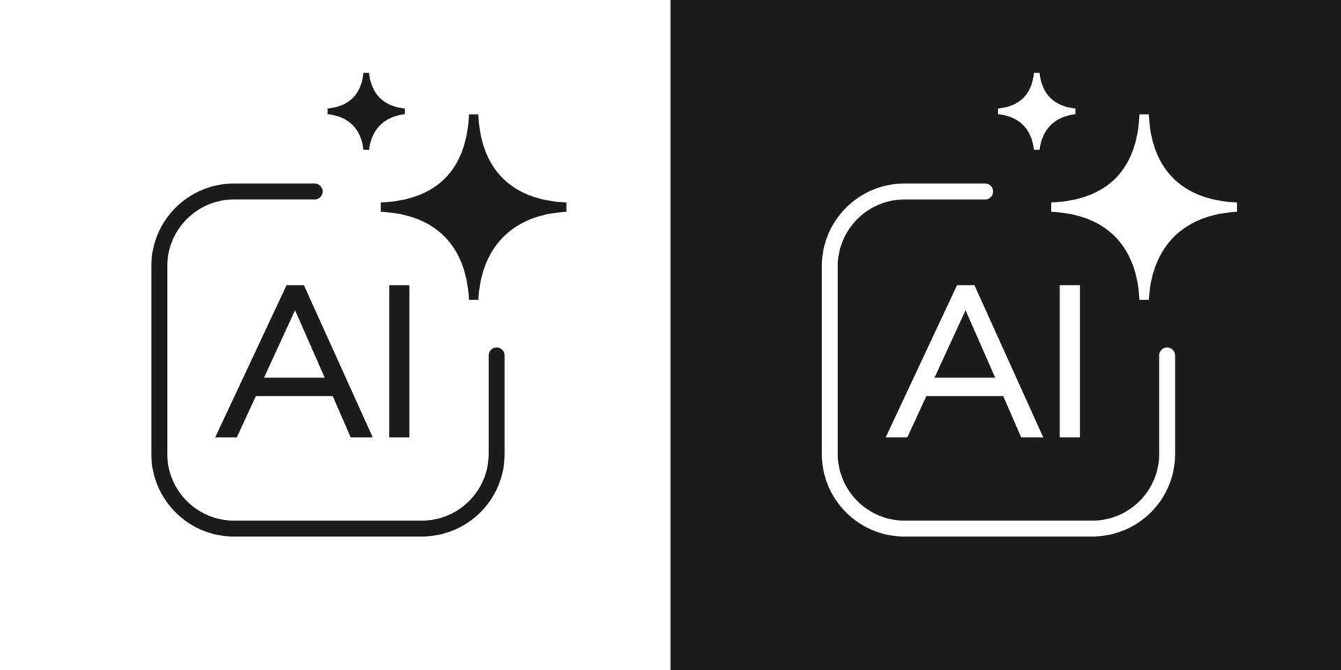 Generate AI symbol sparkle black white color trendy style. Machine learning technology, artificial intelligence button for ui ux element, app, website vector
