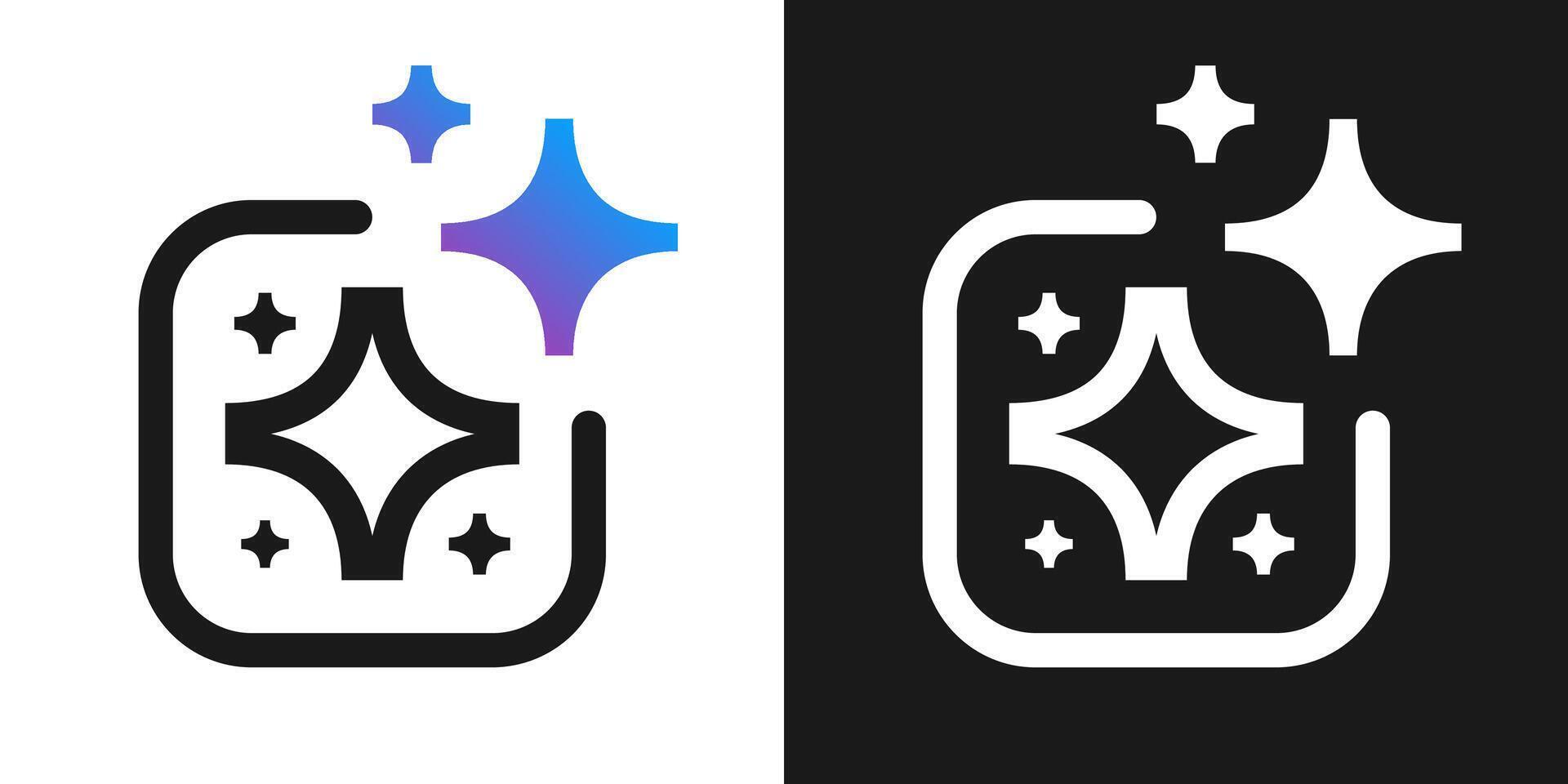 AI generate icon sparkle symbol trendy style. Machine learning technology, artificial intelligence button for ui ux element, app, website vector