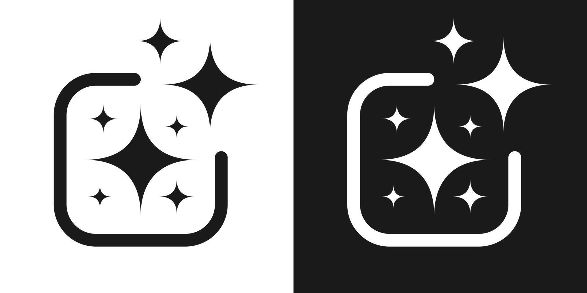 Generate AI icon set sparkle trendy style black white color. Machine learning technology, artificial intelligence button for ui ux element, app, website vector