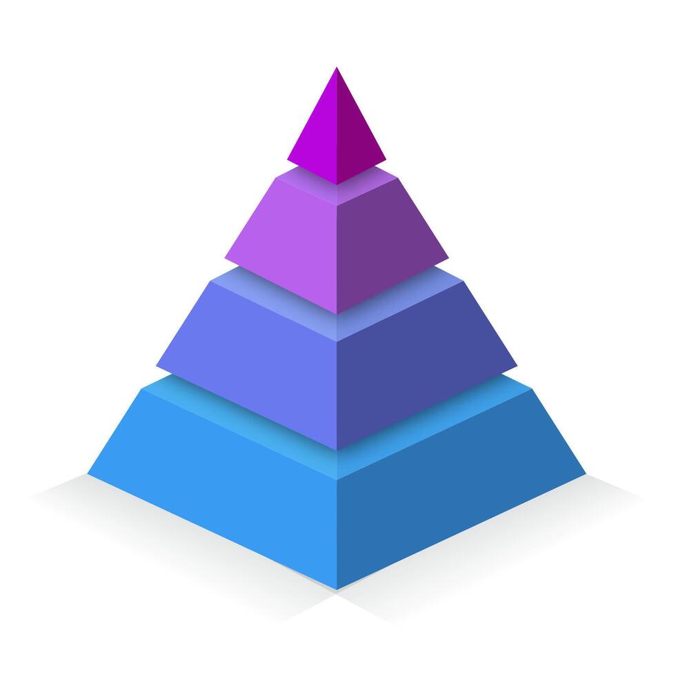 Pyramid template modern 3d style for presentation, start up project, business strategy, theory basic operation, logic analysi vector