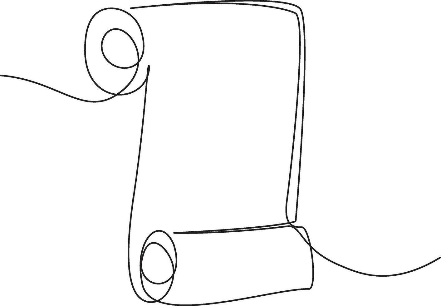 un continuo línea dibujo de un Desplazarse con rizado bordes vector