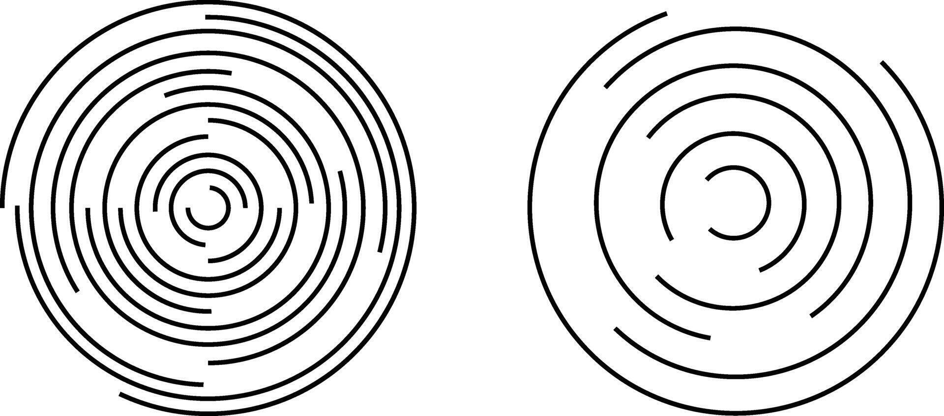 Abstract linear circle pattern set geometric decorative elements. vector
