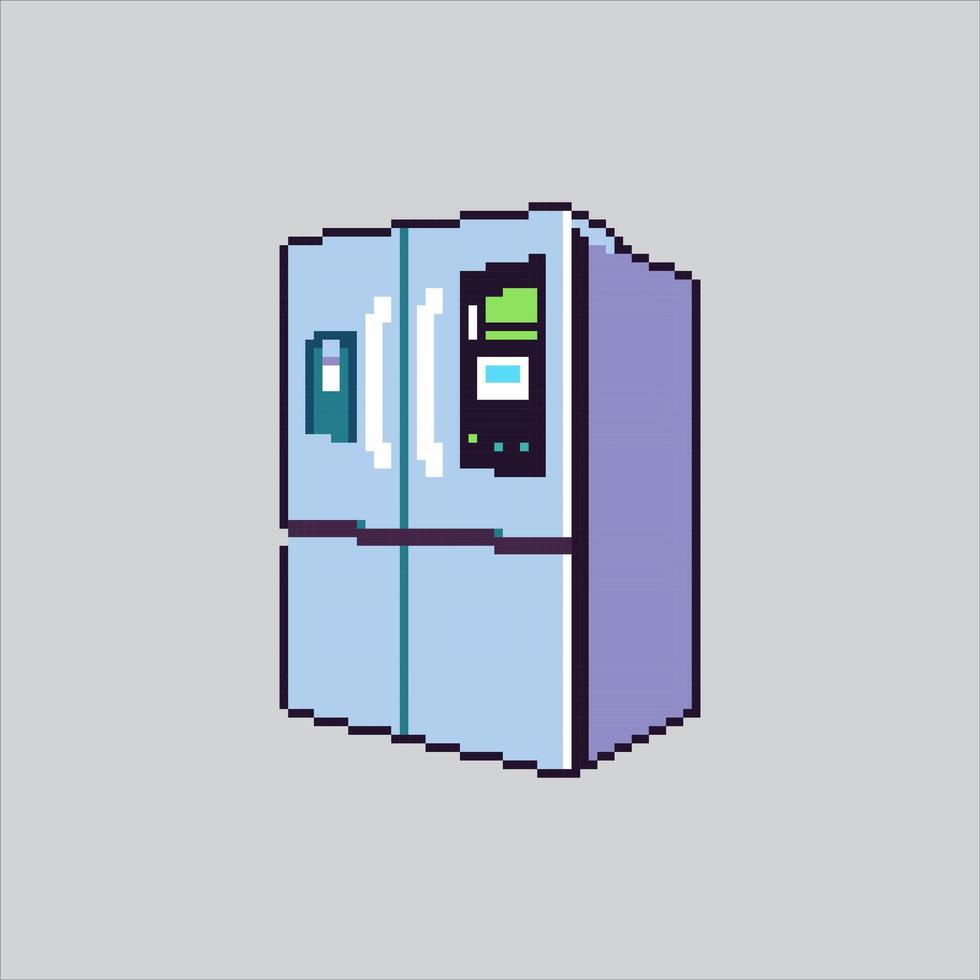 Pixel art illustration Smart Fridge. Pixelated Smart Refrigerator. Smart Fridge Refrigerator tech Icon pixelated for the pixel art game and icon for website and game. old school retro. vector