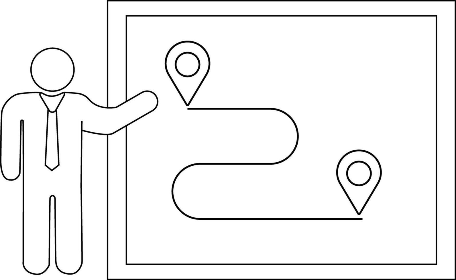 sketch of presentation person icon and location route icon vector