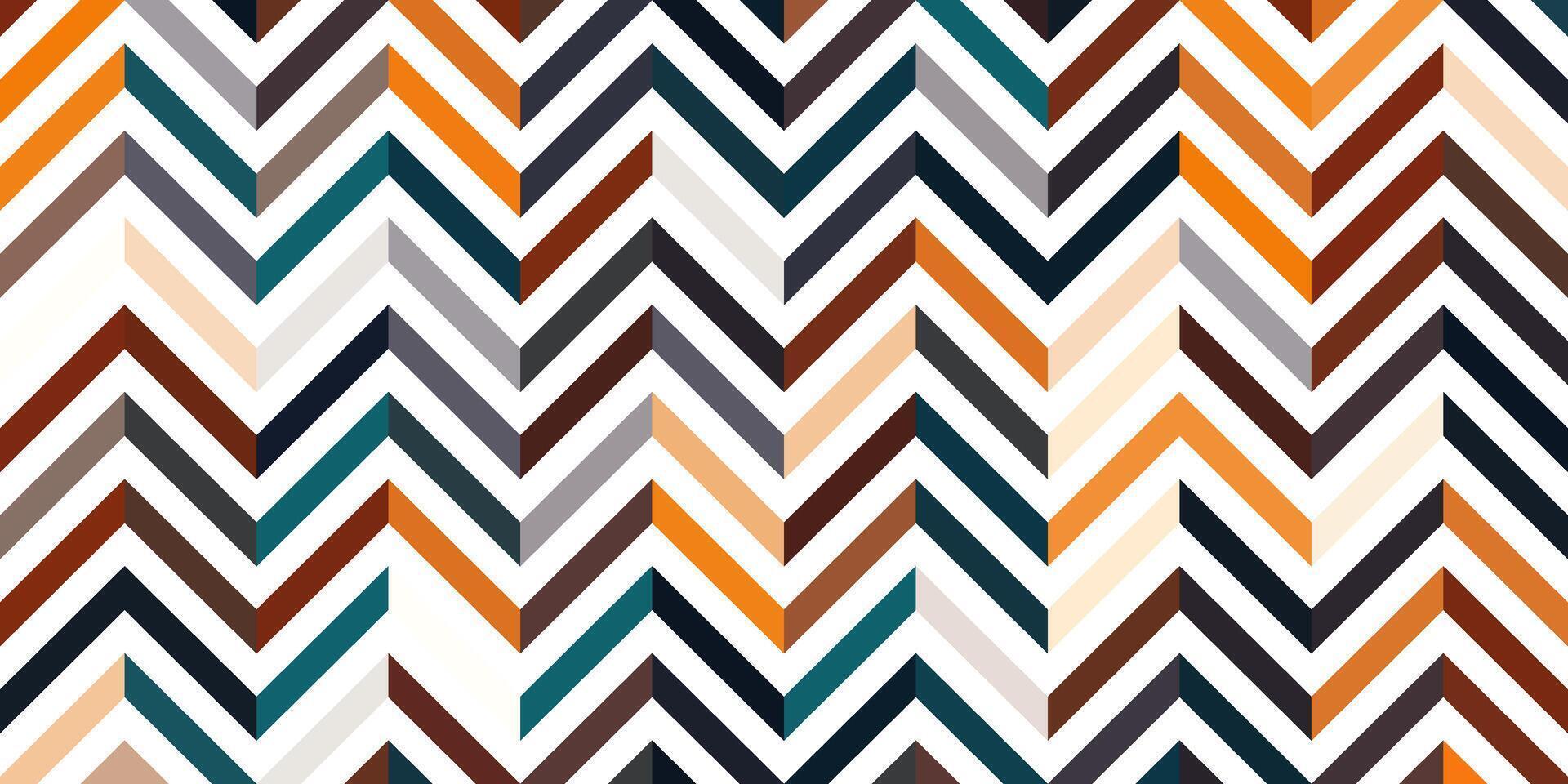 Colorful Chevron Pattern with Geometric Zigzag Design and Warm Tones. vector