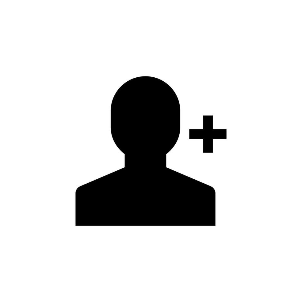 User Add Icon Solid Black for Web Navigation and Mobile Application vector