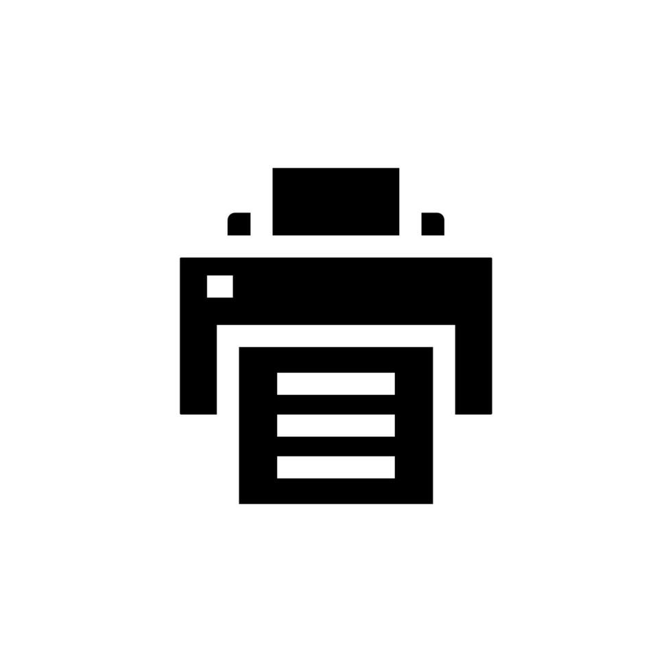 Solid Print Icon for Document and Office File Output in UI vector