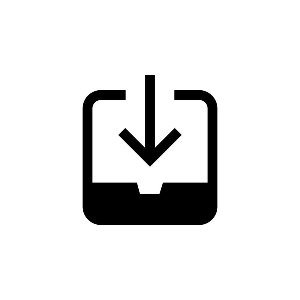 Minimal Solid Inbox Icon for Mobile App and Web UX Interface vector