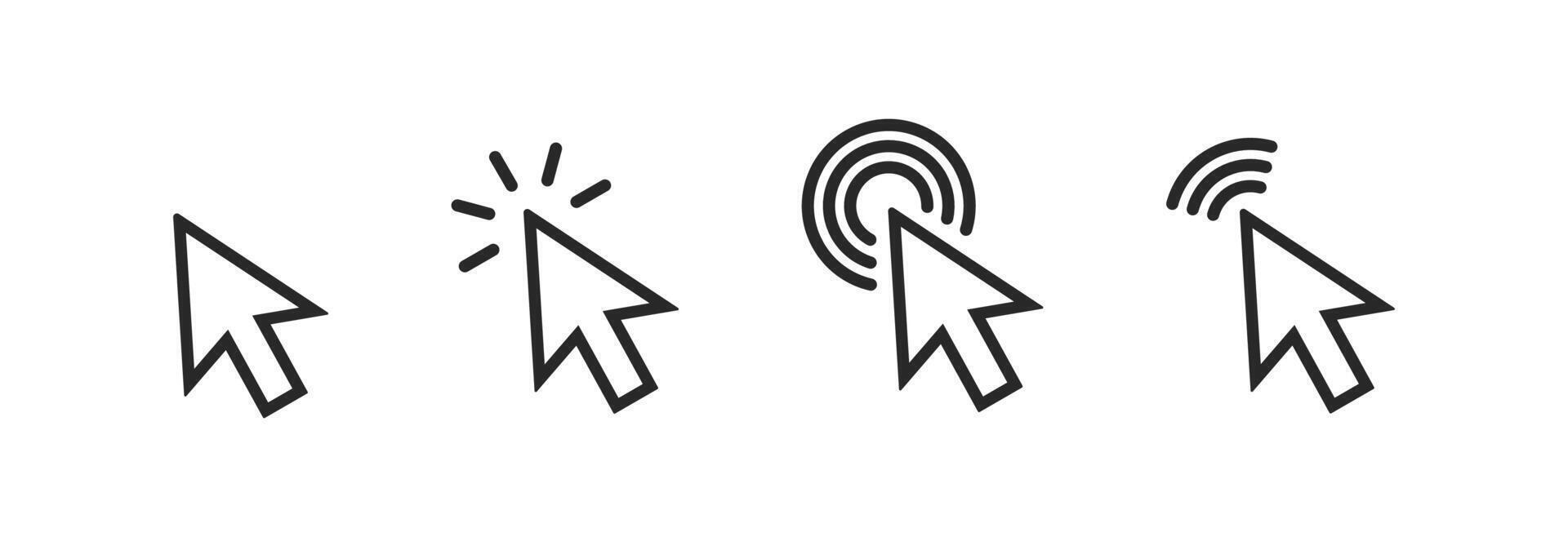 A set of cursor icons, including a regular cursor, click, hover, and selection indicators, perfect for web design, UI UX, and interaction-related visual designs. vector