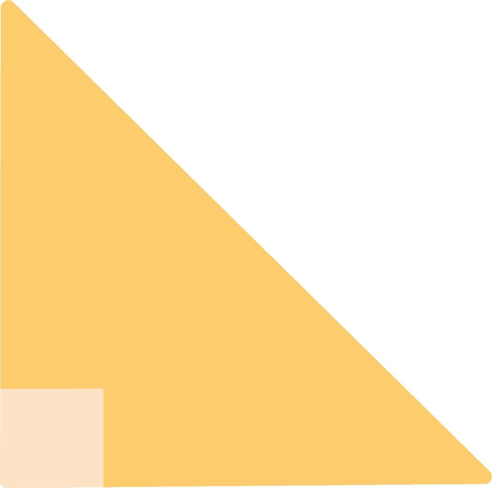 Yellow Pythagorean right triangle icon with transparent background vector