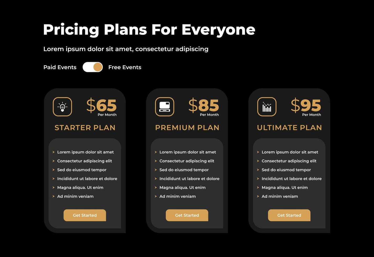 Price table for websites and applications vector