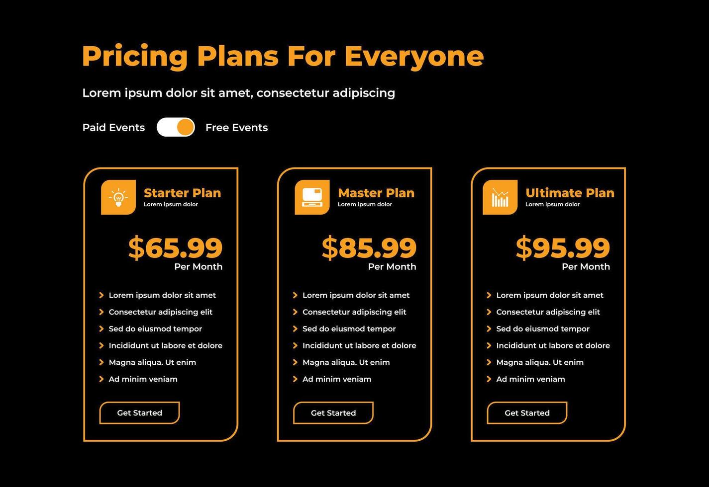 Pricing A screenshot of a website that says basic and standard vector