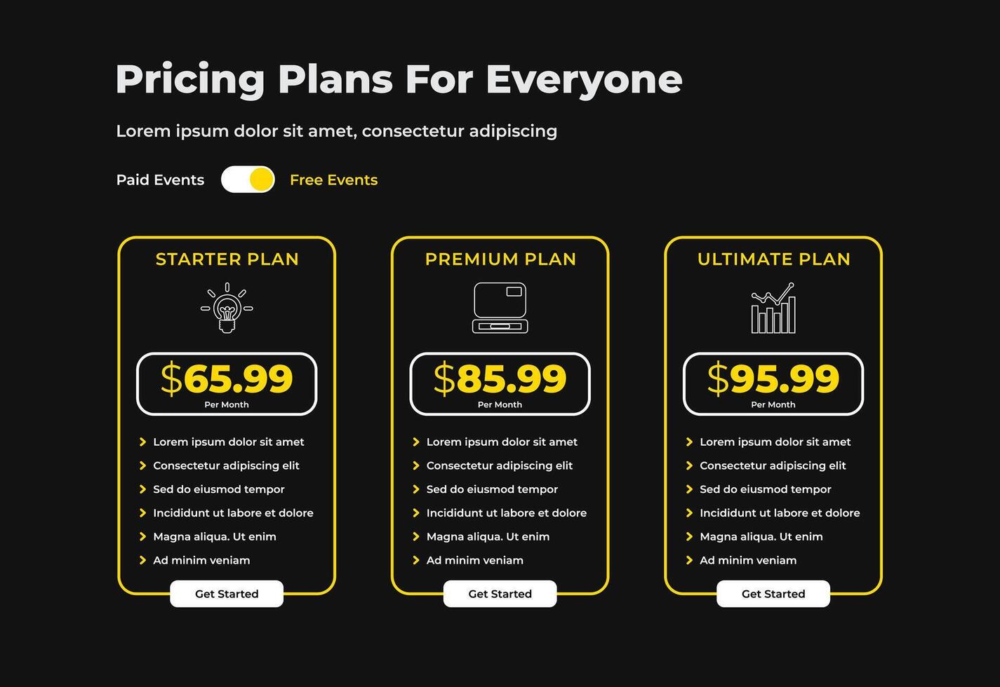 a Pricing table ui design for teams vector
