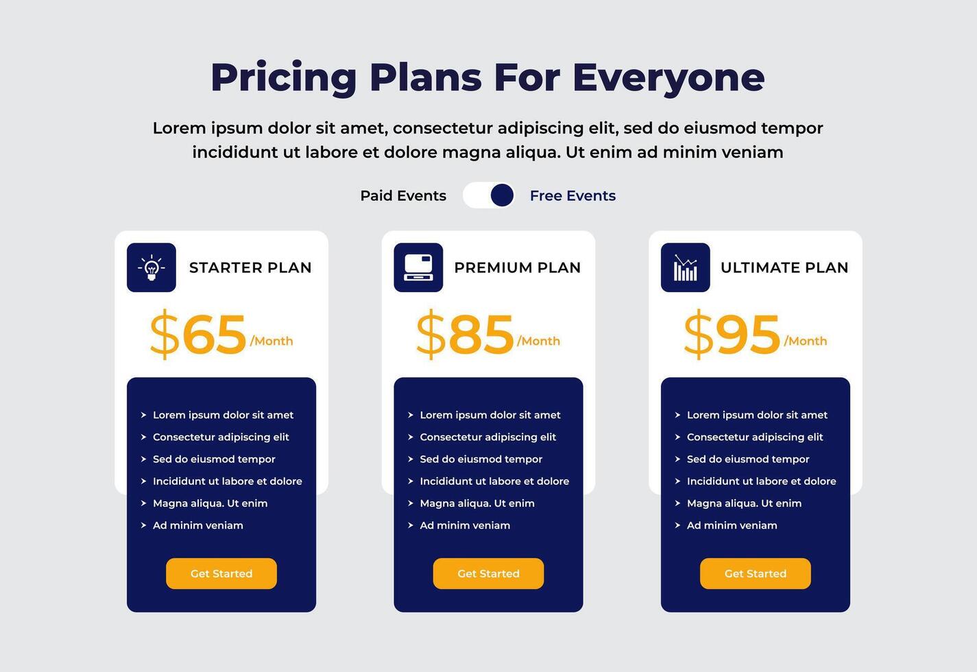 Modern design of pricing table vector