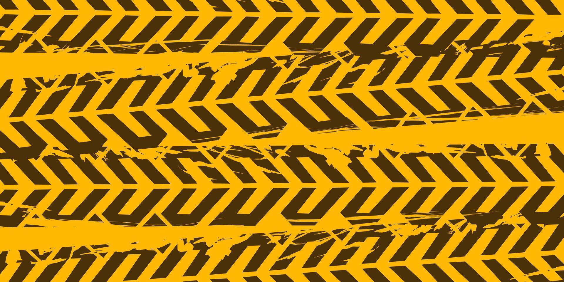 Yellow background with black tire track pattern created using brush stroke effect as abstract texture design for automotive, racing, and urban street style artwork. vector