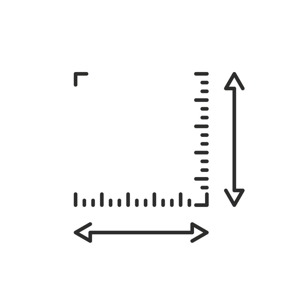 surface size measurement icon, square dimension, area coordinate, thin line symbol on white background vector