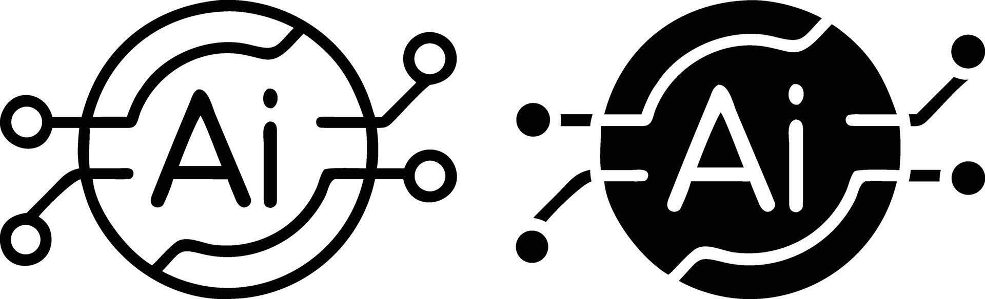 Artificial Intelligence Circuit Chip Icon, AI Technology Logo , Neural Network Symbol, Machine Learning Digital Design vector