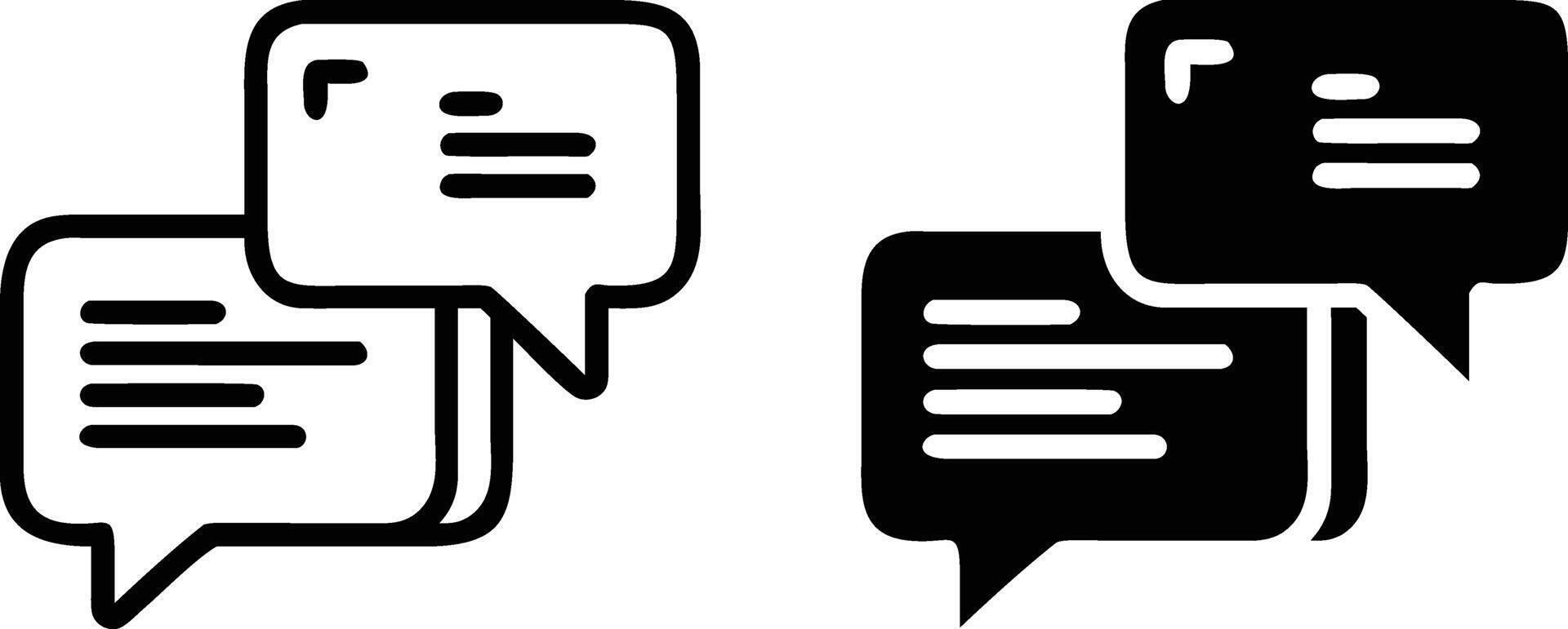 Two speech bubbles with a message on each side vector