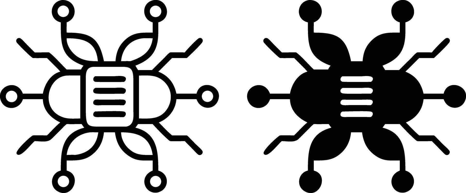 Two black and white images of a bug and a bug vector