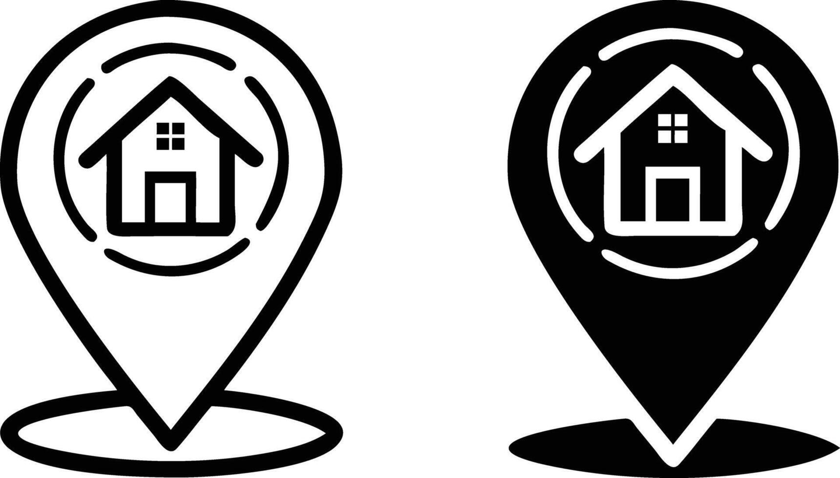 Two house icons with a map pointer vector