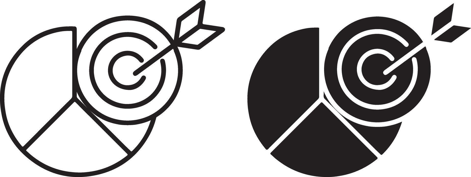 Two arrows and a dart in the center of a target vector