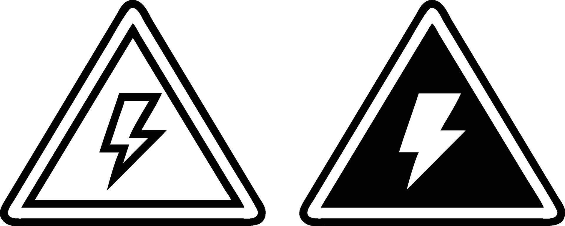 Two black and white triangles with a lightning bolt on them vector